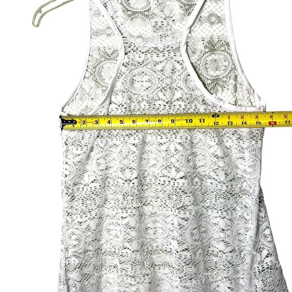 West Loop Cover Up Dress Womens S/M White Crochet Lace Racerback Beach Swim - Picture 6 of 11